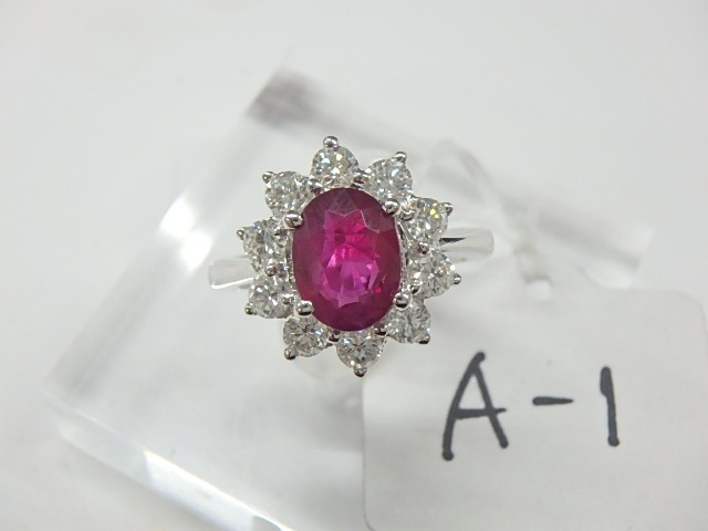 k18wg ルビー 6.3g 2.27ct 0.91ct