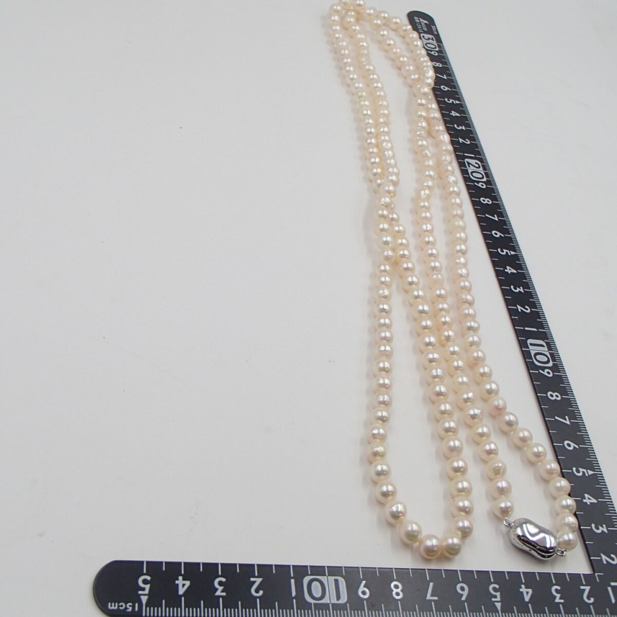 あこや真珠 パール ネックレス ロング silver925 約80.3g 丸玉6.8㎜ 真珠 アクセサリー 品質保証書