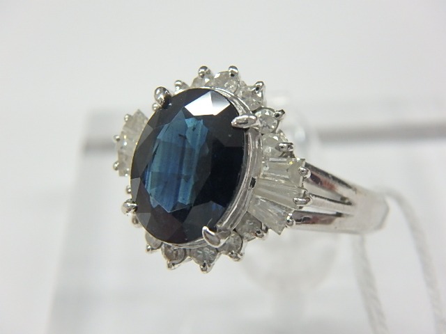 Pt850 サファイア ダイヤモンドジュエリー 5.3g 1.98ct 0.37ct 