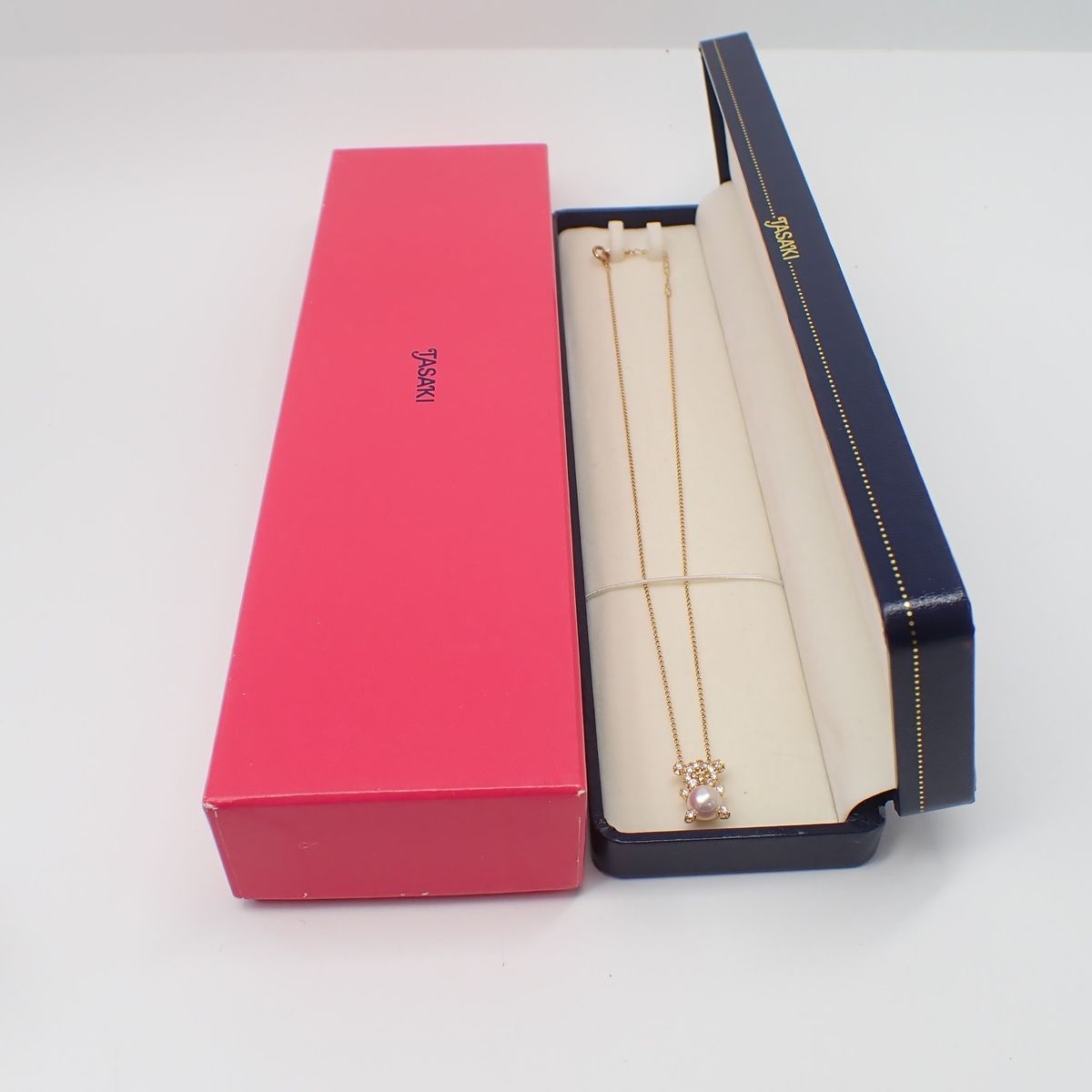 田崎真珠 パール ネックレス K18 750 約3.2g 丸玉6.3㎜ クマモチーフ 真珠 TASAKI タサキ 箱