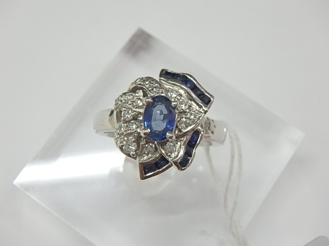 pt900 サファ 10.6g 0.89ct 0.21ct