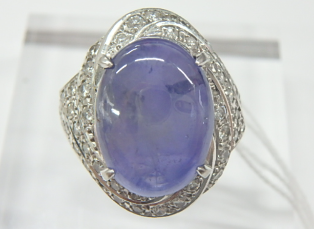 pt900 バイオレットスターサファイア 14.9g 16.7ct 0.70ct